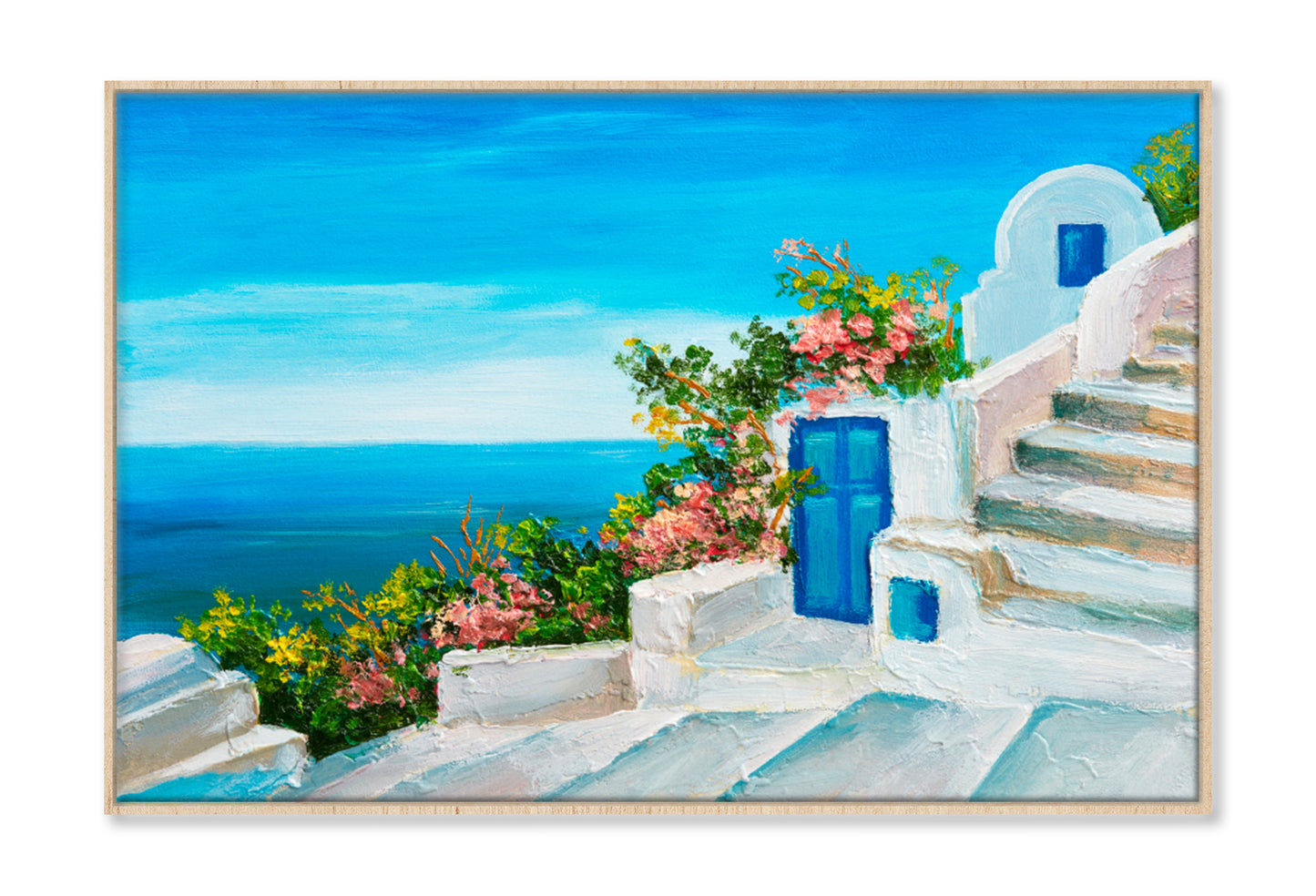 Summer Seascape Colorful Flowers Oil Painting Limited Edition High Quality Print Canvas Box Framed Natural