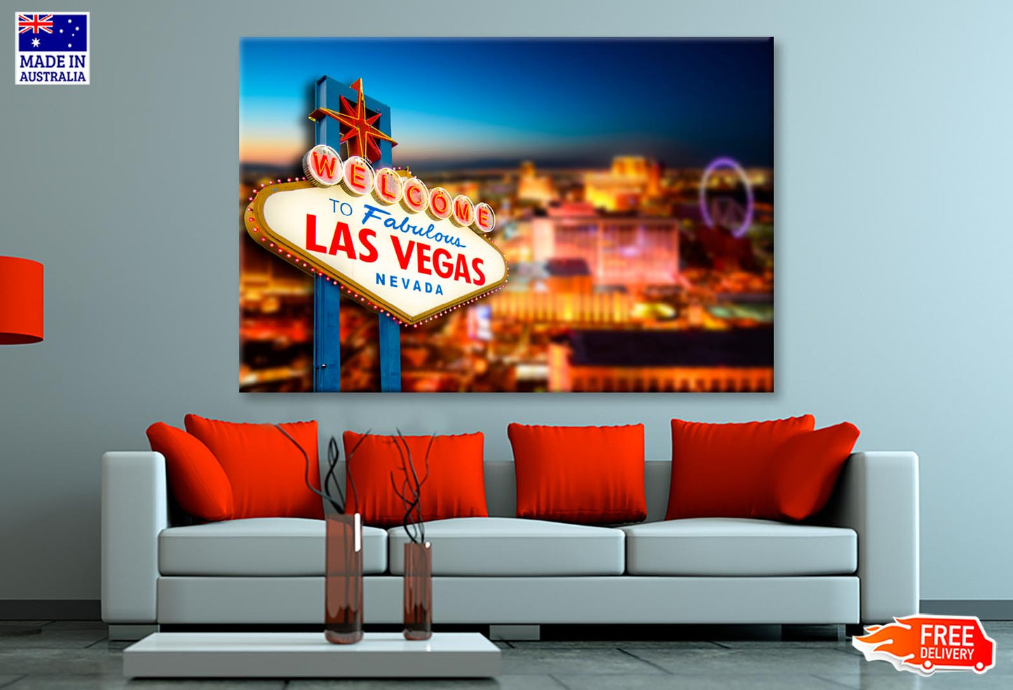 Nevada Sign with The Heart Of Las Vegas Scene Wall Art Decor 100% Australian Made