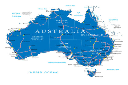 Australia Road Map Home Decor Premium Quality Poster Print Choose Your Sizes