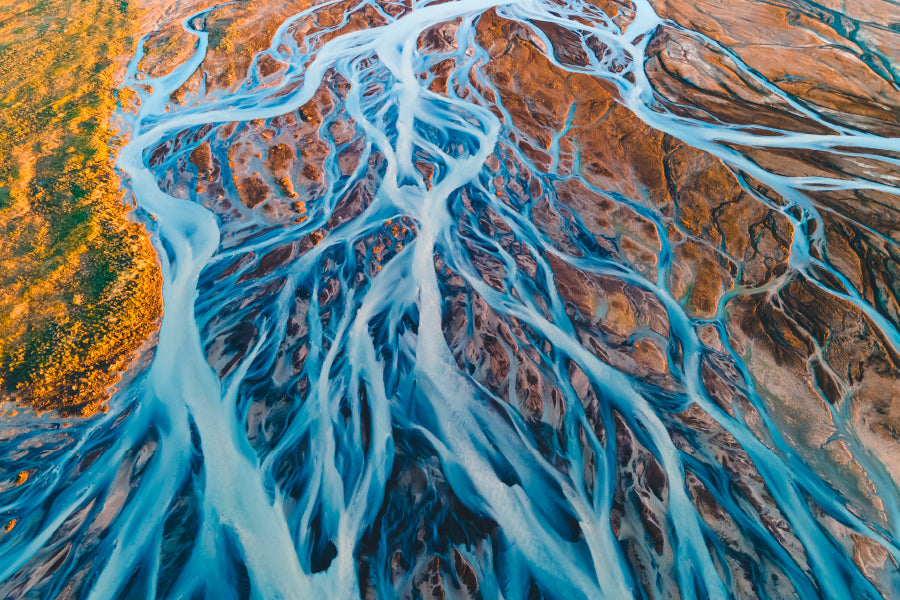 Glacial Rivers from Above Aerial Wall Art Decor 100% Australian Made