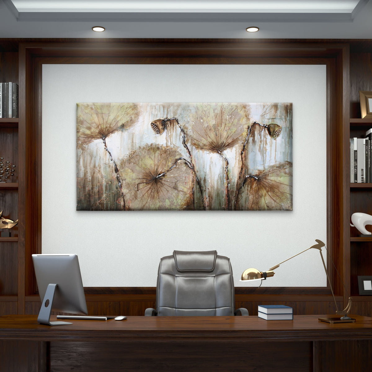 Asia Lotus Leaf Water Lily Wall Art Canvas Office Home Room Framed 120x60cm