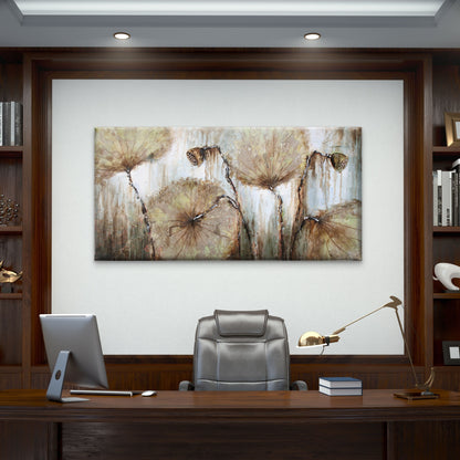 Asia Lotus Leaf Water Lily Wall Art Canvas Office Home Room Framed 120x60cm