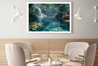 Waterfall in the Garden View Home Decor Premium Quality Poster Print Choose Your Sizes