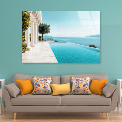 A Beautiful Pool with a View of the Ocean Acrylic Glass Print Tempered Glass Wall Art 100% Made in Australia Ready to Hang