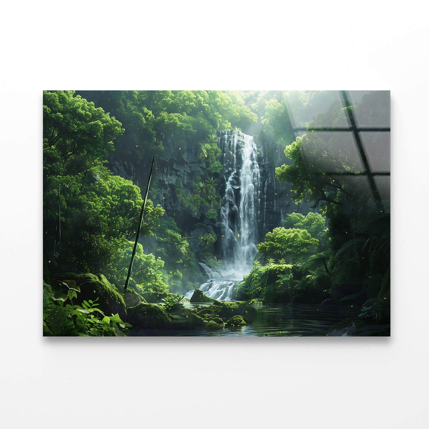 Waterfall, Trees, Lake Acrylic Glass Print Tempered Glass Wall Art 100% Made in Australia Ready to Hang