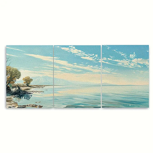 3pcs Salton Sea Lake Serene Sunset View Metal Print Ready to Hang Art