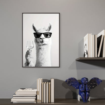 Black Shades Minimalist Llama with Trendy Glasses Fashion Home Decor Premium Quality Poster Print Choose Your Sizes