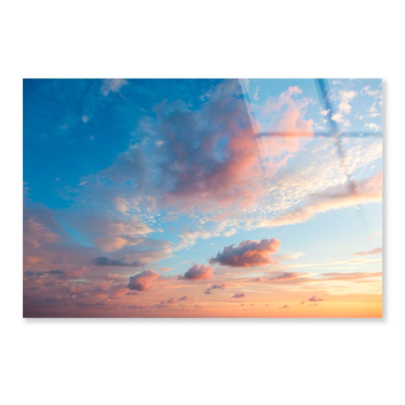 Beautiful Colored Cloudy Evening Sky With Clouds at Sunset Acrylic Glass Print Tempered Glass Wall Art 100% Made in Australia Ready to Hang