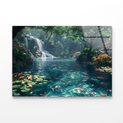 Waterfall in the Garden View Acrylic Glass Print Tempered Glass Wall Art 100% Made in Australia Ready to Hang