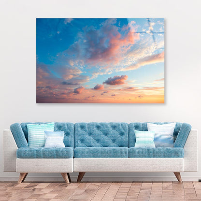 Beautiful Colored Cloudy Evening Sky With Clouds at Sunset Acrylic Glass Print Tempered Glass Wall Art 100% Made in Australia Ready to Hang