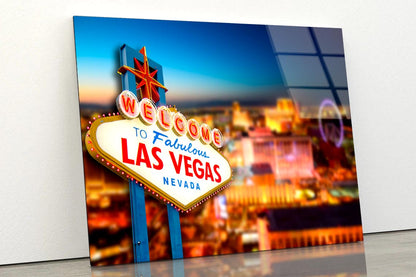 Nevada Sign with The Heart Of Las Vegas Scene  Acrylic Glass Print Tempered Glass Wall Art 100% Made in Australia Ready to Hang