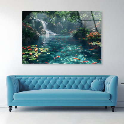 Waterfall in the Garden View Acrylic Glass Print Tempered Glass Wall Art 100% Made in Australia Ready to Hang