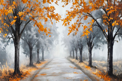 Black And White Autumn Tree Path Way Wall Art Decor 100% Australian Made