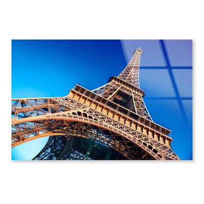 Eiffel Tower & Blue Sky Acrylic Glass Print Tempered Glass Wall Art 100% Made in Australia Ready to Hang