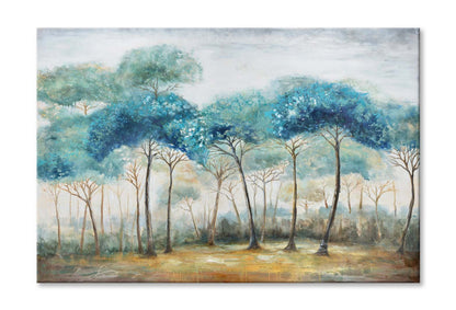 Blue Trees Dense Forest Oil Painting Wall Art Limited Edition High Quality Print