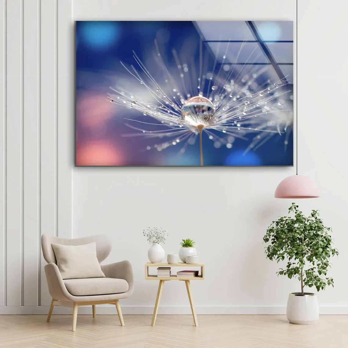 Water Drops Dandelion UV Direct Aluminum Print Australian Made Quality