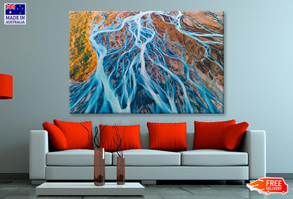 Glacial Rivers from Above Aerial Wall Art Decor 100% Australian Made