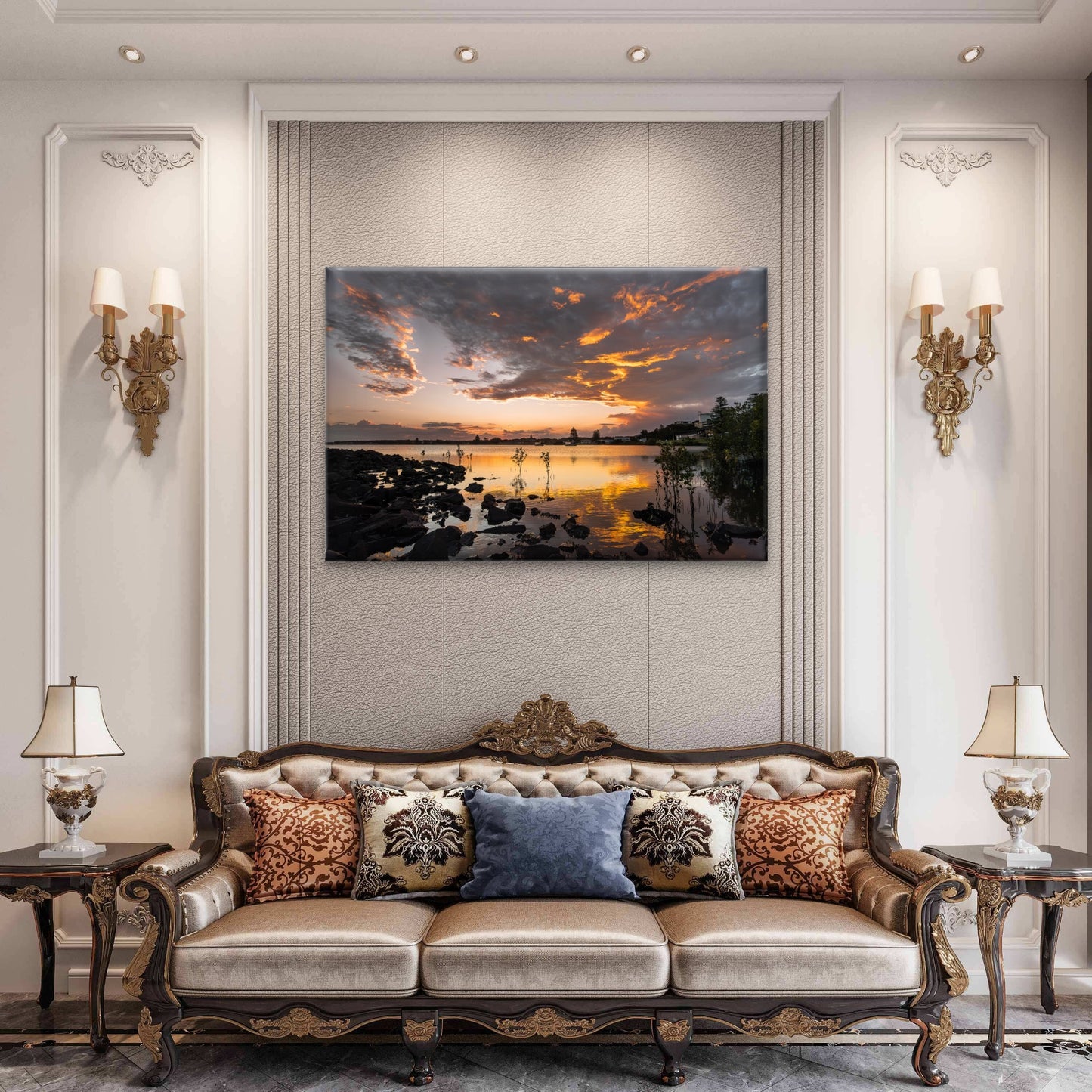 Harrington Sunset Fishing Village Wall Art Decor 100% Australian Made