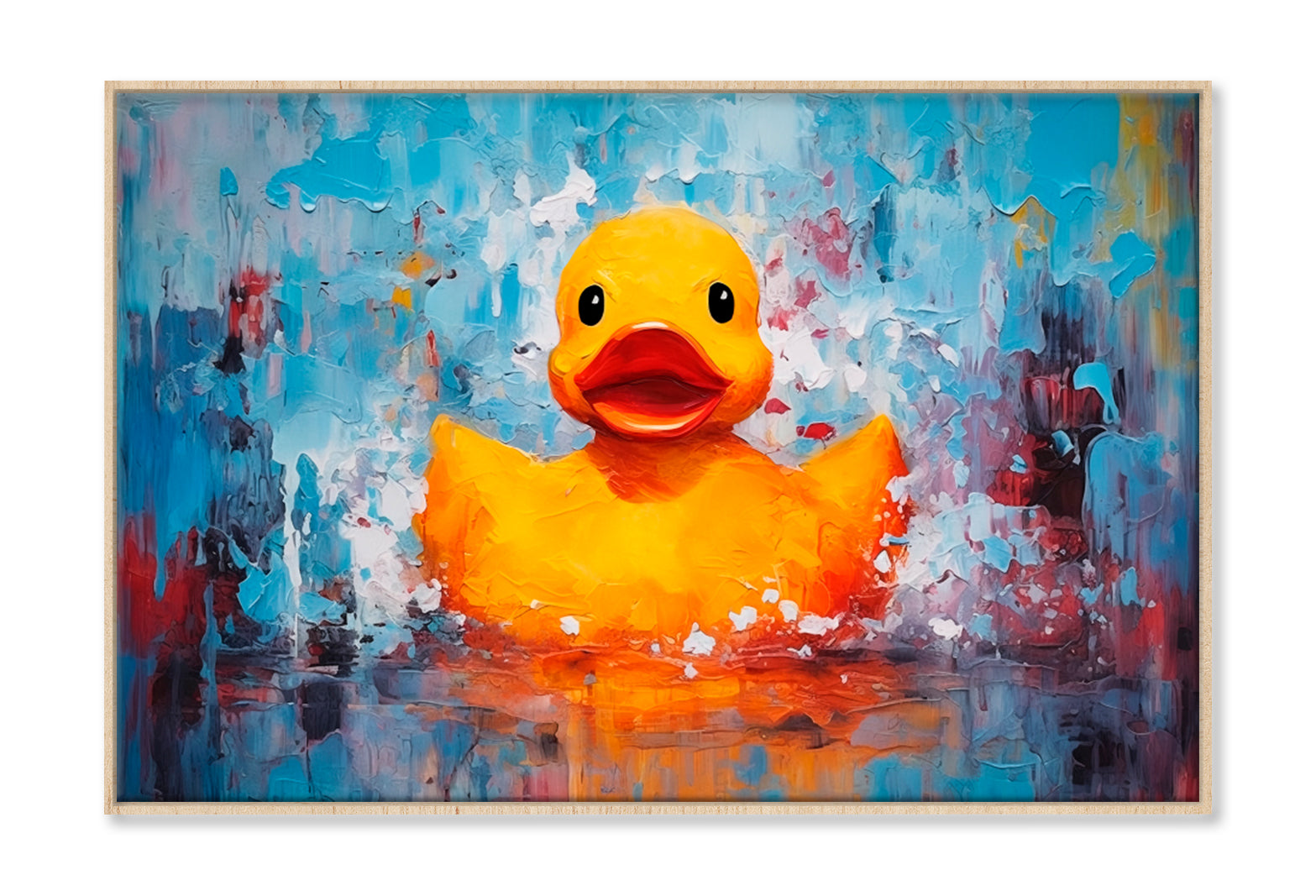 Oil Painting of A Yellow Rubber Duck Wall Art Limited Edition High Quality Print Canvas Box Framed Natural