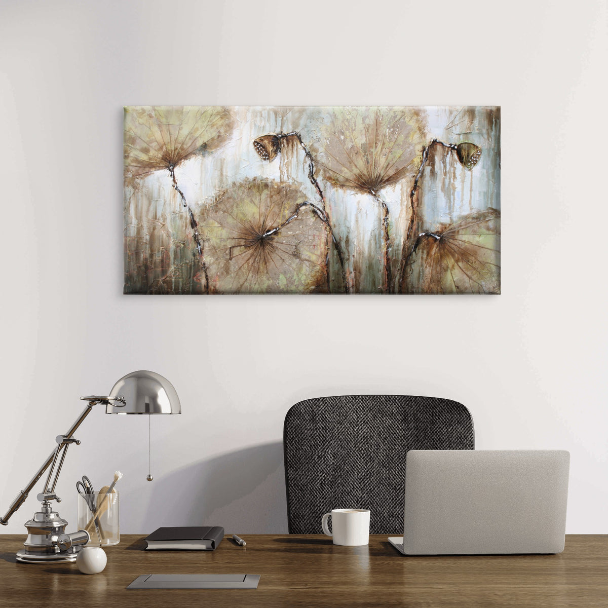 Asia Lotus Leaf Water Lily Wall Art Canvas Office Home Room Framed 120x60cm
