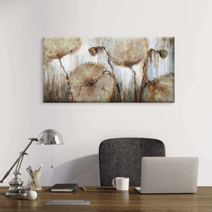 Asia Lotus Leaf Water Lily Wall Art Canvas Office Home Room Framed 120x60cm