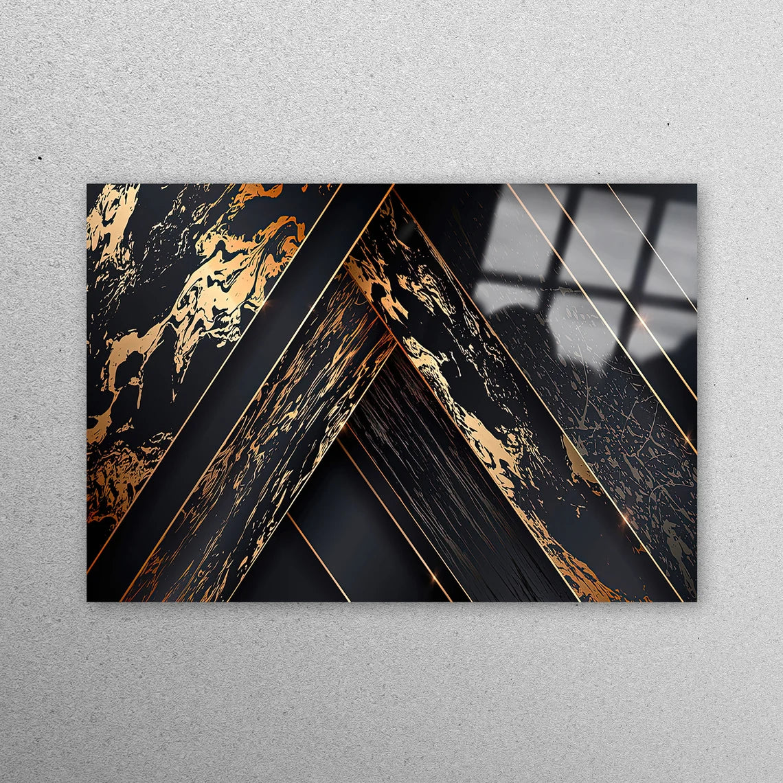 Black Gold Abstract Acrylic Glass Print Tempered Glass Wall Art 100% Made in Australia Ready to Hang