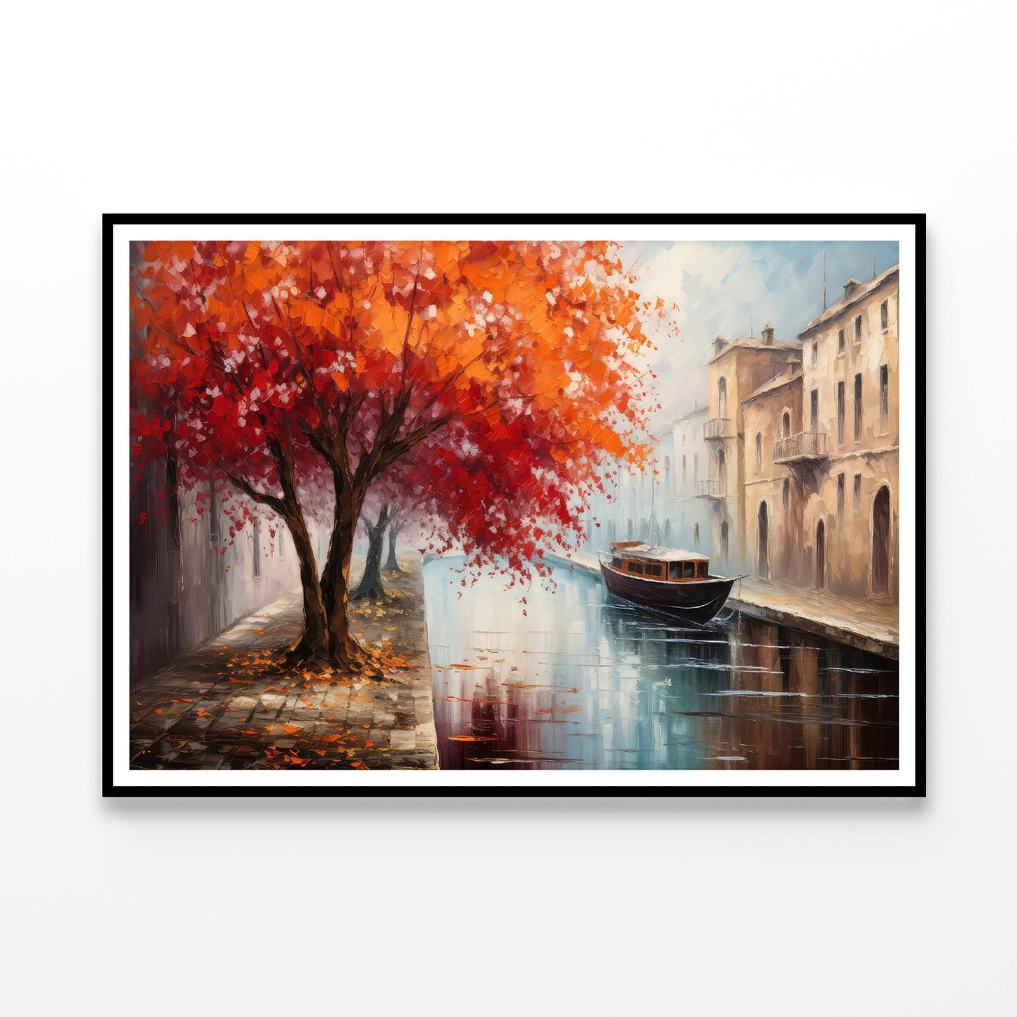 Red Tree, Street View of Venice Oil Painting Home Decor Premium Quality Poster Print Choose Your Sizes