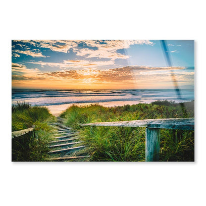 Beautiful View of a Beach at Sunset in Christchurch, New Zealand Acrylic Glass Print Tempered Glass Wall Art 100% Made in Australia Ready to Hang