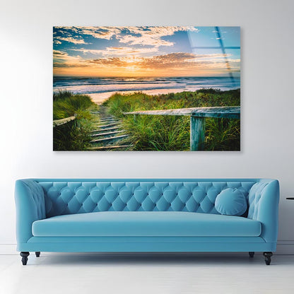 Beautiful View of a Beach at Sunset in Christchurch, New Zealand Acrylic Glass Print Tempered Glass Wall Art 100% Made in Australia Ready to Hang