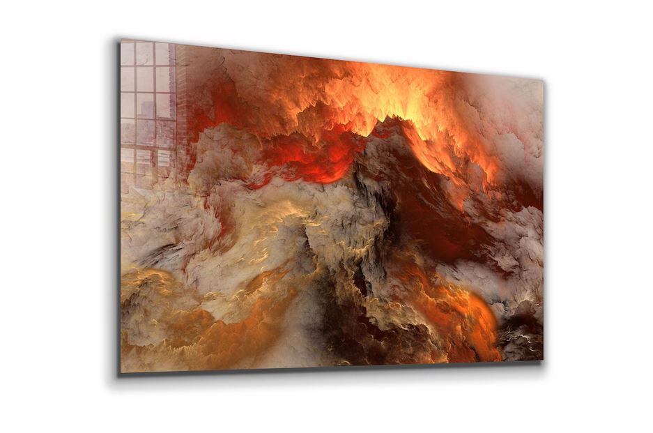 Orange Abstract Clouds UV Direct Aluminum Print Australian Made Quality