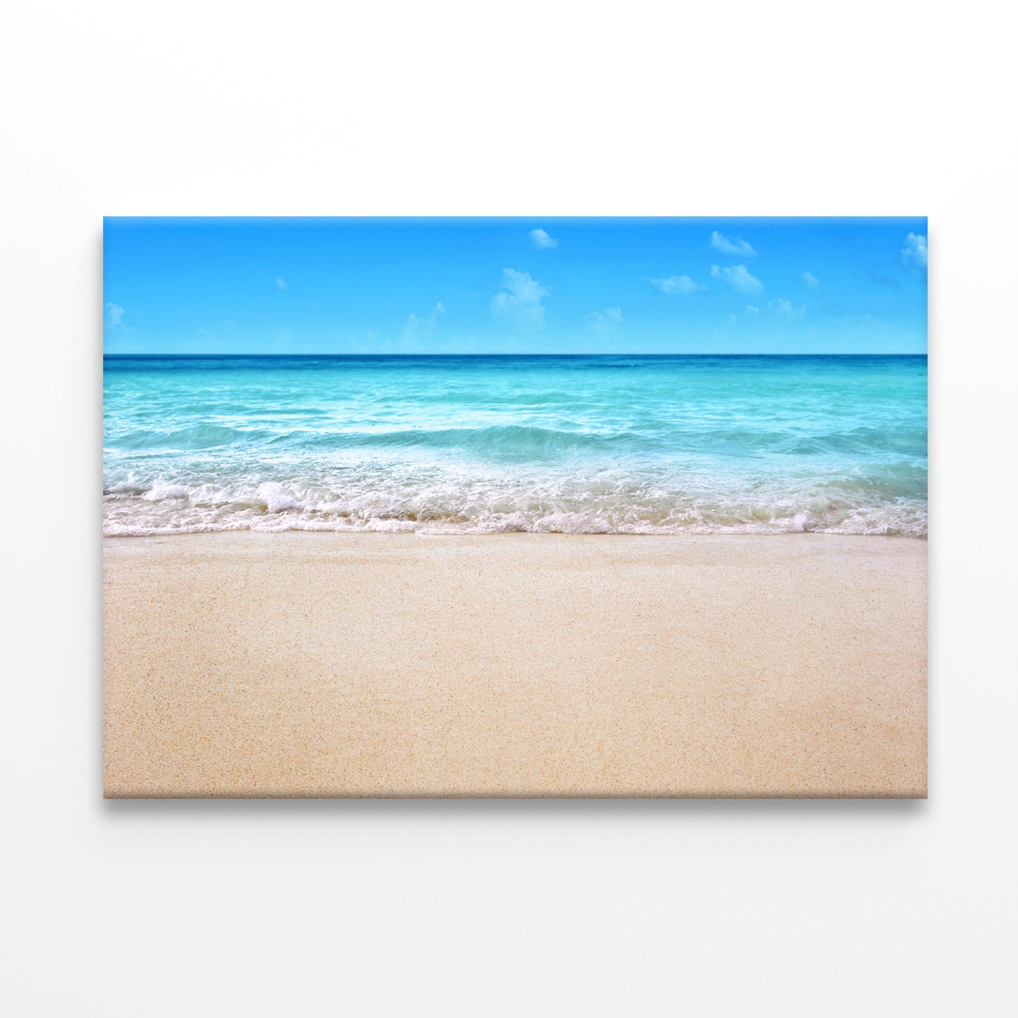 A Sandy Beach with Waves Crashing On It Print 100% Australian Made