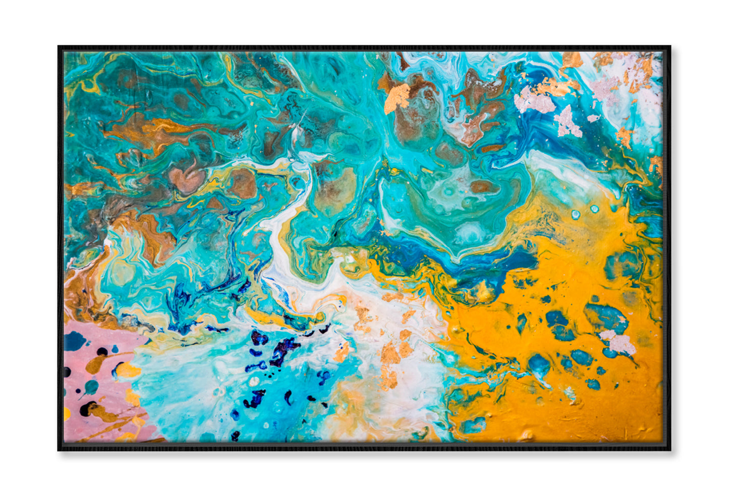 Fluid Abstact Artworks Wall Art Limited Edition High Quality Print Canvas Box Framed Black