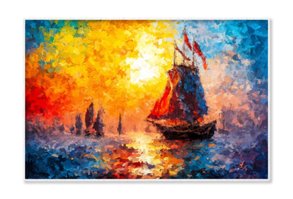 Seascape Paintings with Sunlight Background Wall Art Limited Edition High Quality Print