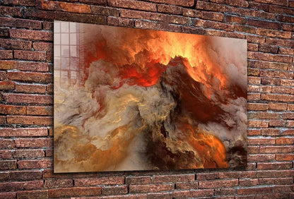 Orange Abstract Clouds UV Direct Aluminum Print Australian Made Quality