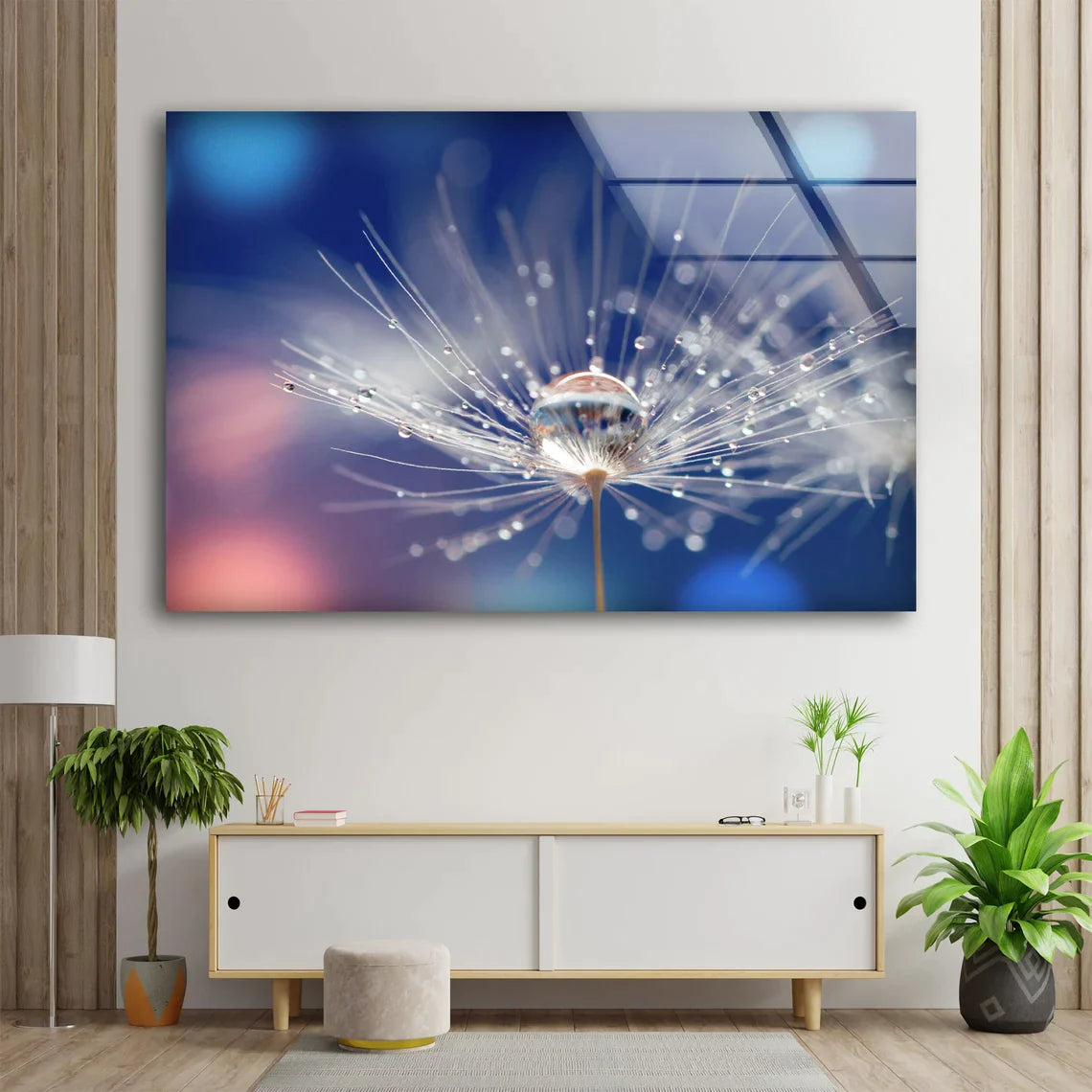 Water Drops Dandelion UV Direct Aluminum Print Australian Made Quality