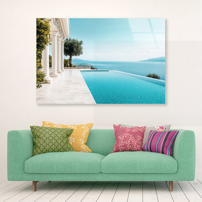 A Beautiful Pool with a View of the Ocean Acrylic Glass Print Tempered Glass Wall Art 100% Made in Australia Ready to Hang