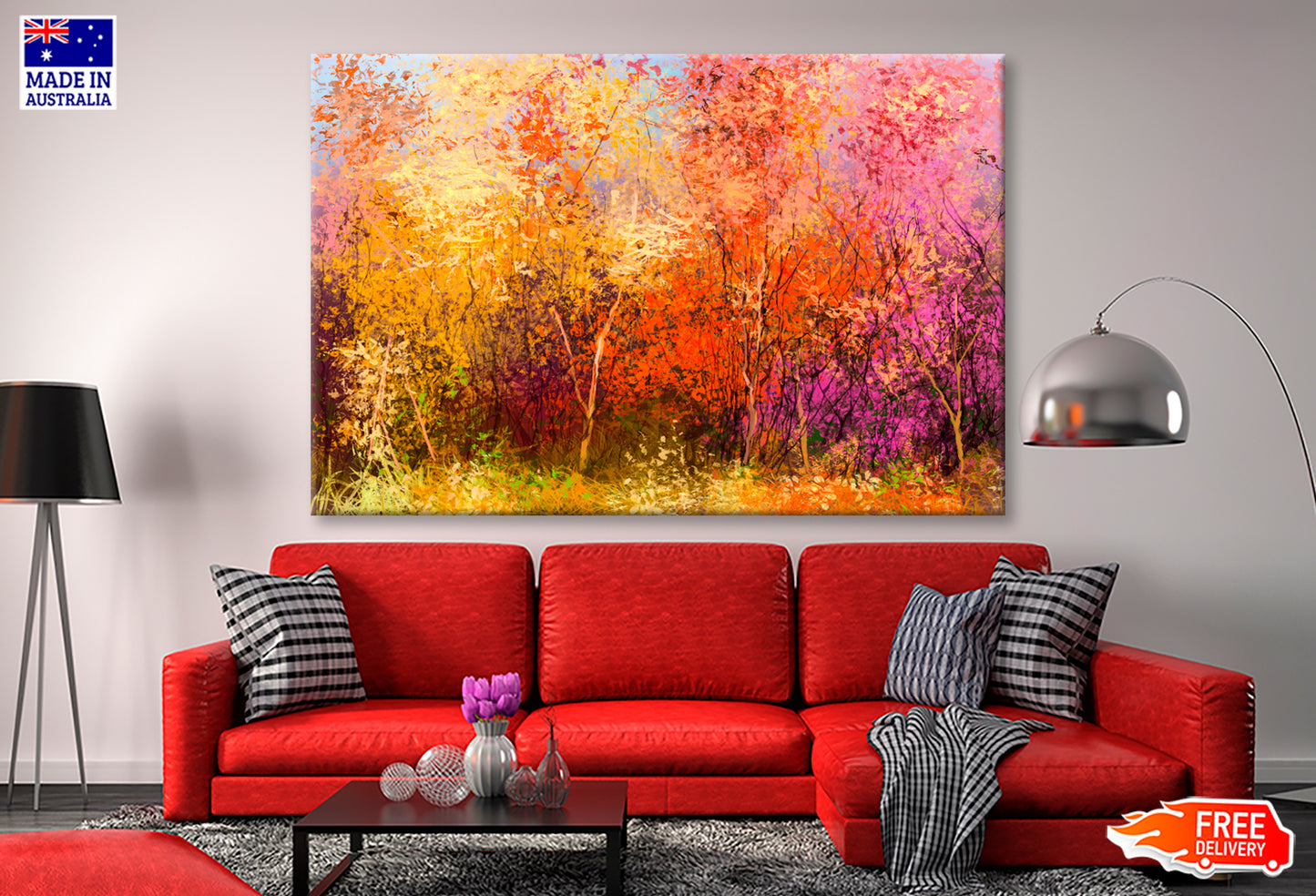 Colorful Autumn Trees Oil Painting Wall Art Limited Edition High Quality Print