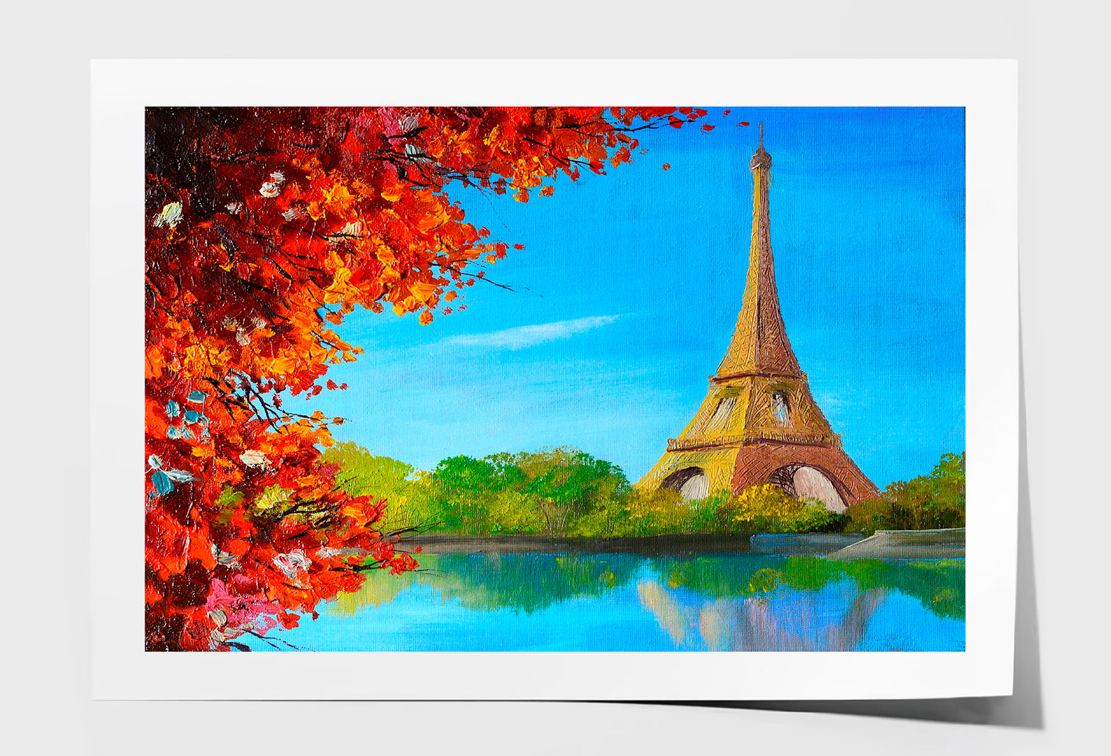 Lake Near The Eiffel Tower Oil Painting Wall Art Limited Edition High Quality Print Unframed Roll Canvas None