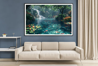 Waterfall in the Garden View Home Decor Premium Quality Poster Print Choose Your Sizes