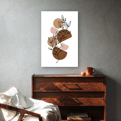 Minimalist Modern Leaf Branch Sketch 40x60cm Metal Print Ready to Hang