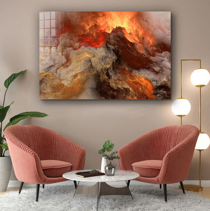 Orange Abstract Clouds UV Direct Aluminum Print Australian Made Quality