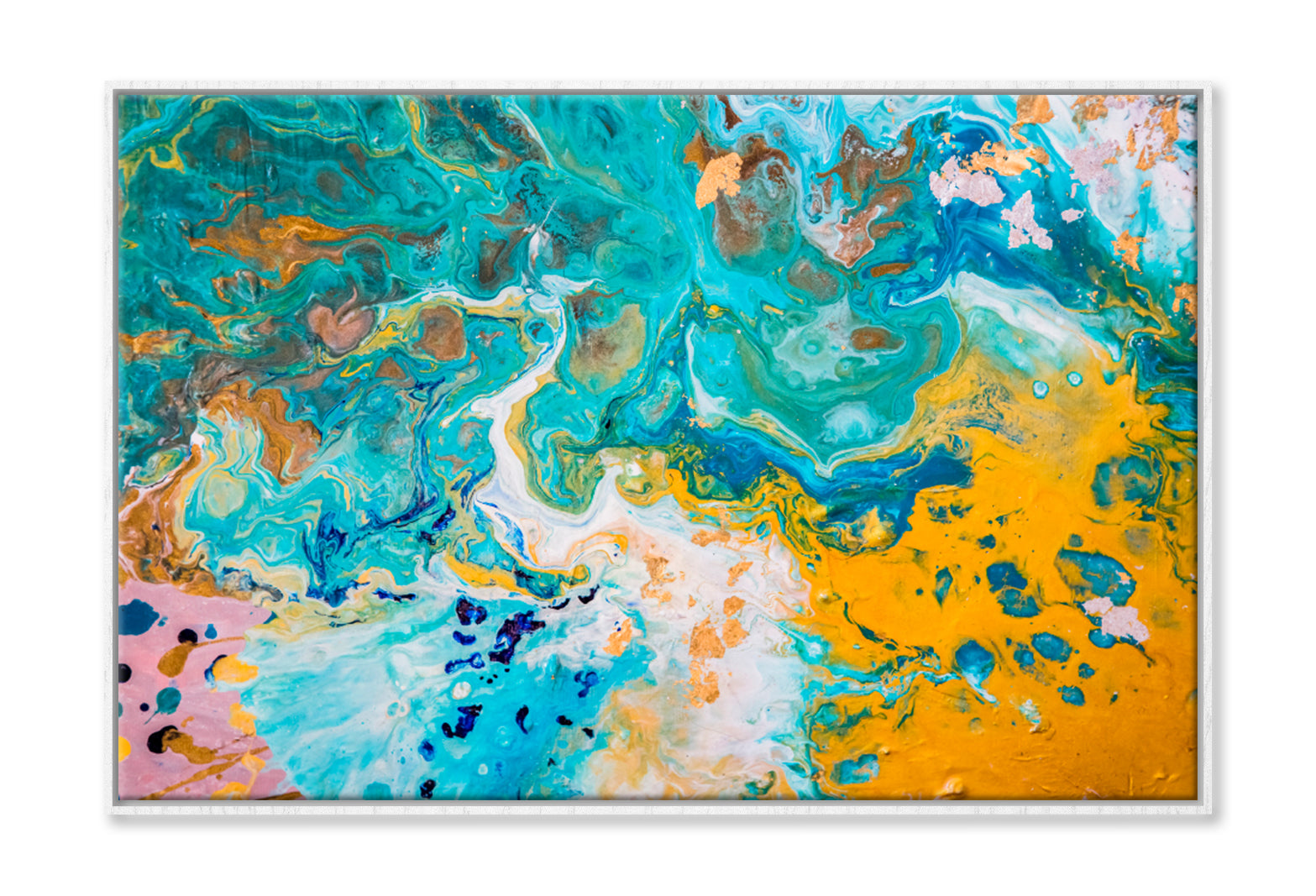 Fluid Abstact Artworks Wall Art Limited Edition High Quality Print Canvas Box Framed White