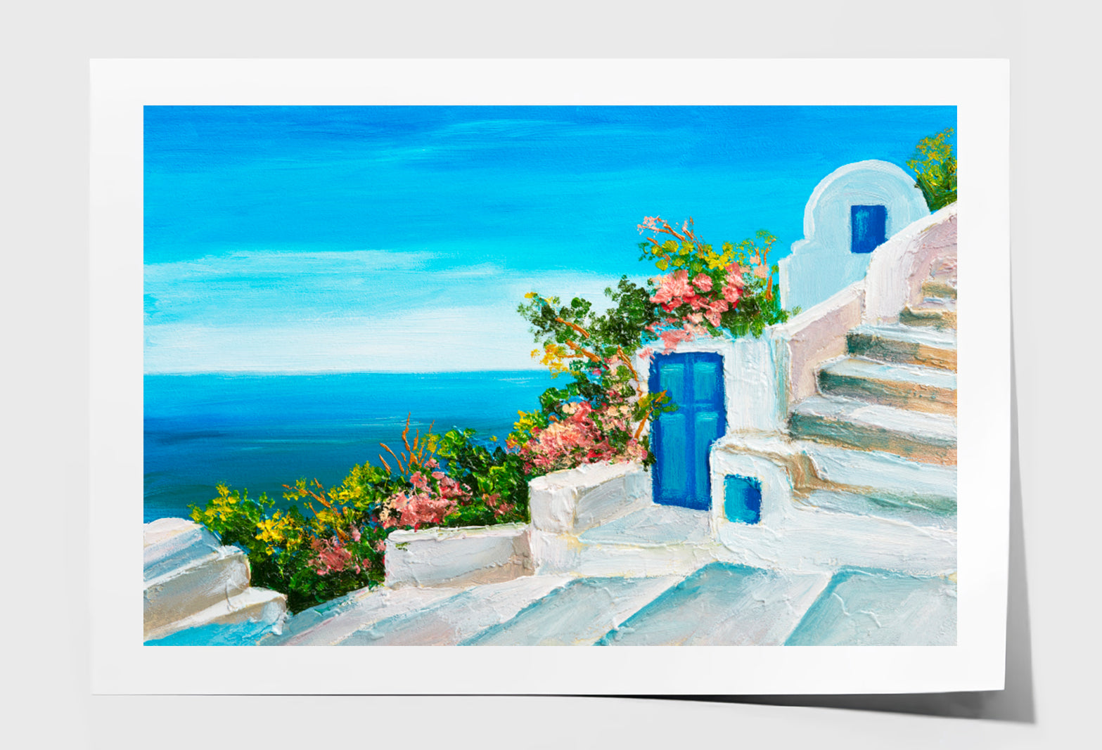 Summer Seascape Colorful Flowers Oil Painting Limited Edition High Quality Print Unframed Roll Canvas None