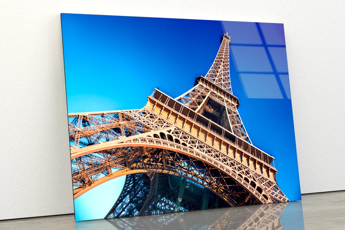 Eiffel Tower & Blue Sky Acrylic Glass Print Tempered Glass Wall Art 100% Made in Australia Ready to Hang