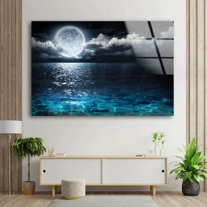 Moon & Sea Photograph UV Direct Aluminum Print Australian Made Quality