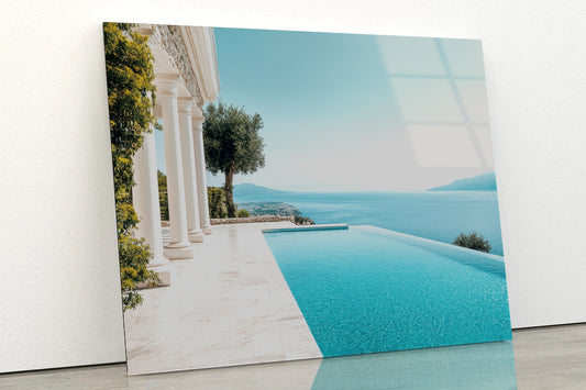 A Beautiful Pool with a View of the Ocean Acrylic Glass Print Tempered Glass Wall Art 100% Made in Australia Ready to Hang