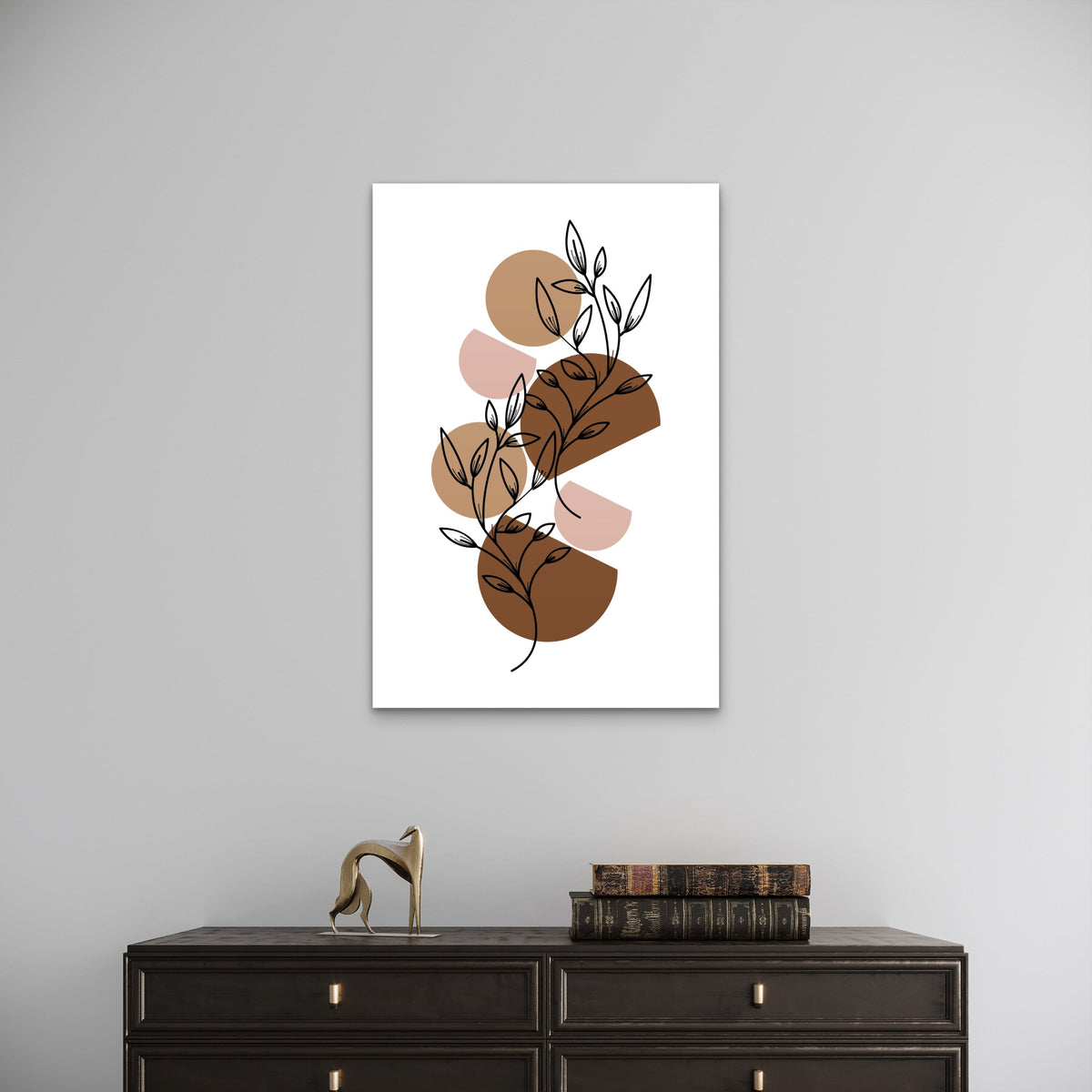 Minimalist Modern Leaf Branch Sketch 40x60cm Metal Print Ready to Hang