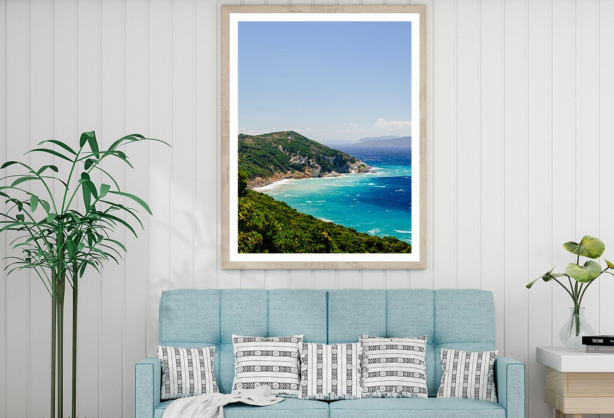 Blue Aegean Sea Coast &Wild Cliff Home Decor Premium Quality Poster Print Choose Your Sizes