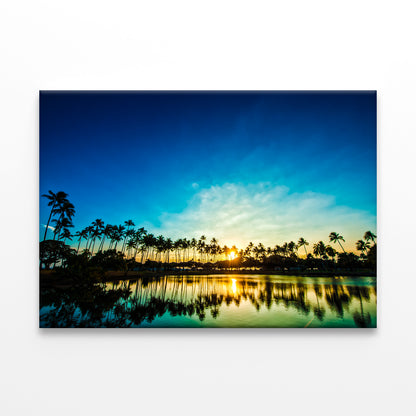 Trees Sunset Reflection Hawaii  Wall Art Decor 100% Australian Made