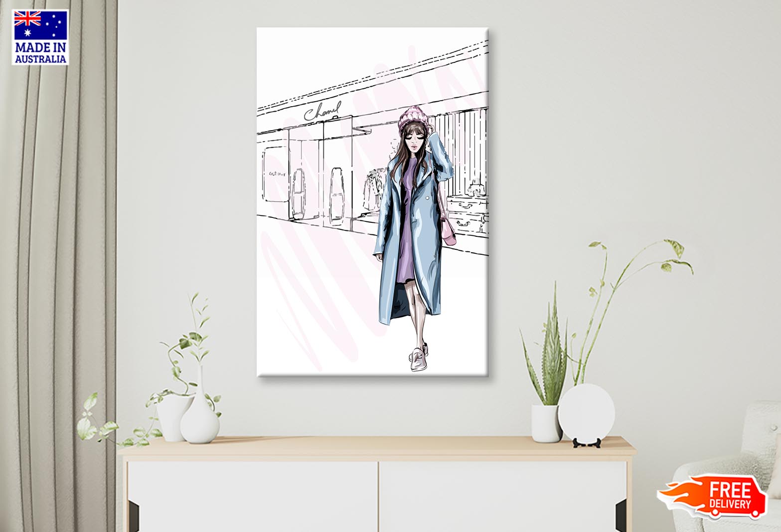 Blue Colored Girl Fashion Store Wall Art Limited Edition High Quality Print